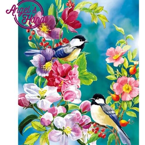 100% DIY Diamond Mosaic peony and bird Handmade Diamond Painting Cross Stitch Kits Diamond Embroidery Patterns Rhinestones Arts
