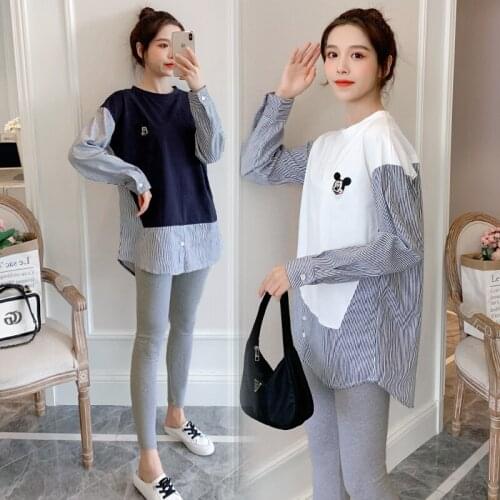 1895# Maternity Clothes Spring Autumn Cotton O Neck Pregnant Women Suit Clothes for Pregnant Women Pants Suit