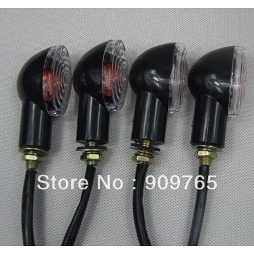 2 Pairs 12V Universal Motorcycle Mini Cat-Eye Black Turn Signal Indicator Light Amber for Bike Yamaha YZF ATV Suzuki GSX-R Honda