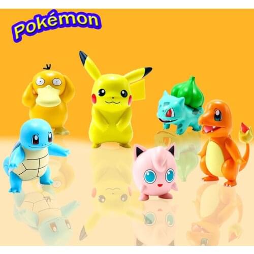 6 Styles Pokemon Series Anime Pikachu Psyduck Squirtle Jigglypuff Bulbasaur Figures Toys Model Kawaii Kids GIfts