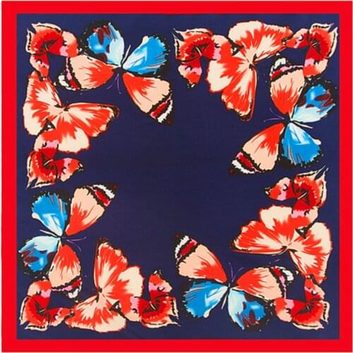 60cm*60cm 2021 Luxury Brand Spring New Style Butterfly Print Women Twill Silk Scarf Small Square Scarves Headband braga cuello