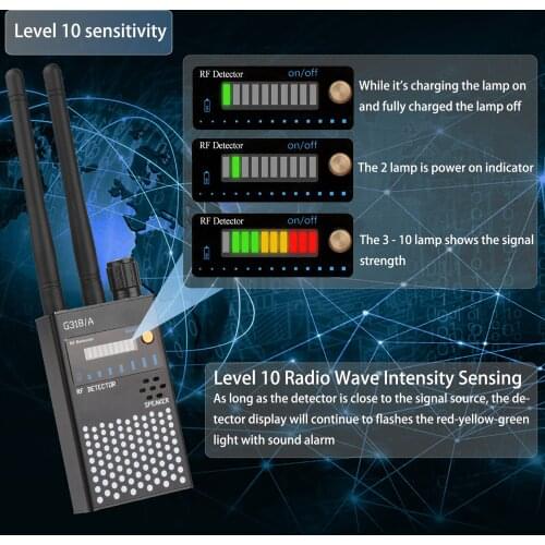 Anti-Spy GPS Wireless Signal Automatic Detector Finder Frequency Scan Camera Detector GSM Audio Bug Finder RF Signal Tracker318A