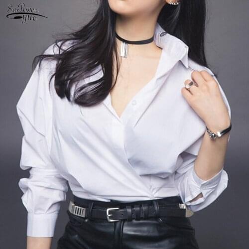 Spring Autumn Blusas Office Lady Elegant Slim Tops White Casual Cotton Women Vogor Sean Women Blouse Shirt Batwing Blouses 12302