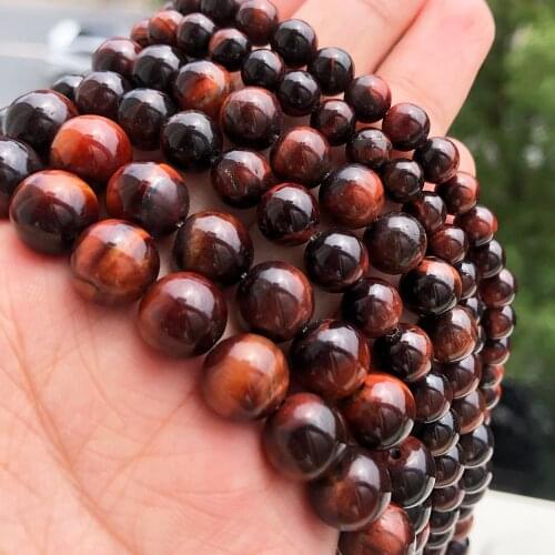 Natural Gem Red Tiger Eye Stone Beads High Quality Round Loose Beads For Jewelry Making DIY Bracelet Accessories 4 6 8 10 12mm