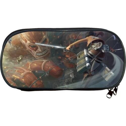 Students Attack on Titan Pencil Case Kids Anime Pencil Box Multifunction Pen Bag Pencil Holder School Supplies Girls Makeup Bag