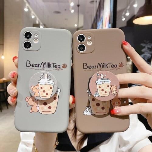 3D cartoon bear phone holder case for Vivo Y11 Y12 Y15 Y17 Y19 Y66 Y67 Y71 Y81 Y83 Y85 Y91 Y93 Y95 V11i V15 silicone stand cover