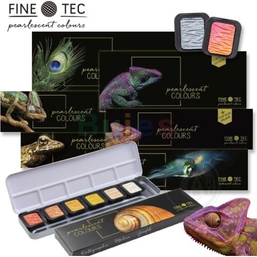 Finetec, Artist Pearlescent, F5600, Watercolor Paint, Assorted Pearlescent Colors - 6 12 24 Color Set