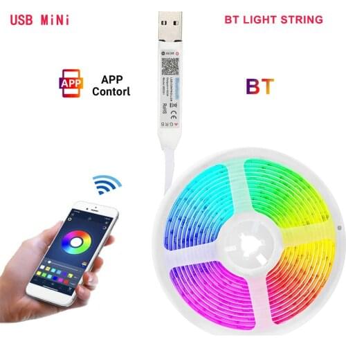 0.5-5m 18 Leds/M LED Light String USB Powered 5050 RGB Light Strip Bluetooth-Compatible Control Lamp String Home Holiday Light