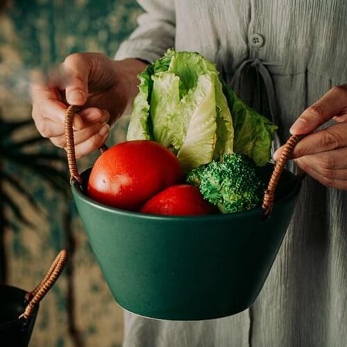 Creative Retro Ceramic Tableware Irregular Noodle Soup Bowl Western Food Fruit Salad Bowl Grain Commercial Vegetable Bowl Seafoo