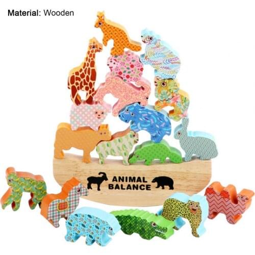 Creative Stacking High Animal Balance Boat Game Early Education Wooden Children Building Blocks Toys Gifts for Shop