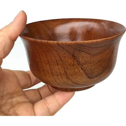 Japan Style Round Wooden Bowl Jujube Wood For Rice/Soup/Milk/Tea Restaurant And Home Dinnerware
