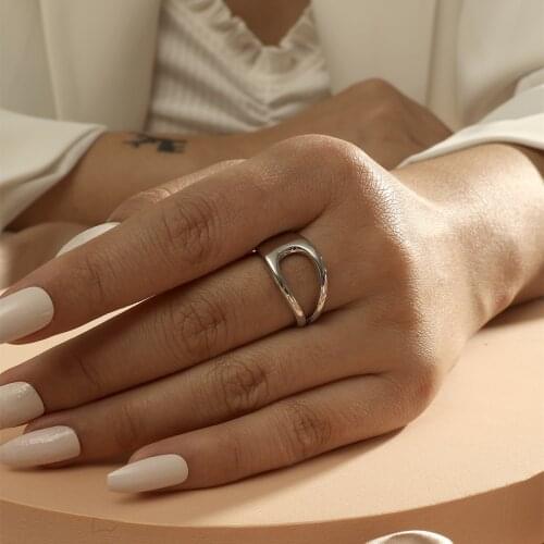 MANGOSKY Fashion Simple Opening 925 Silver Adjustable Size Ring For Women
