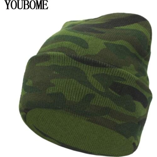 YOUBOME Fashion Skullies Beanies Men Winter Knitted Hats For Men Women camouflage Gorros Bonnet Warm Male Winter Beanie Hat Cap