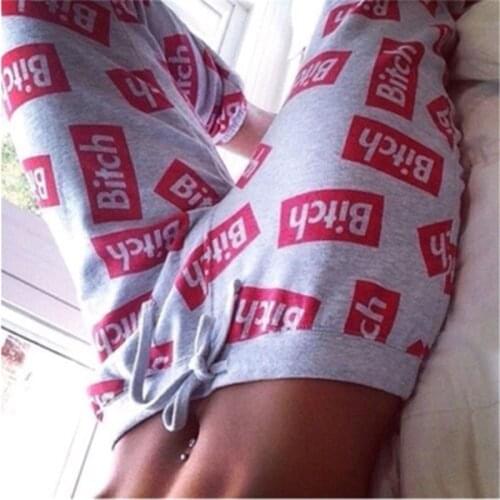 Fashion Women Casual Letter Printed Slim Workout Pencil Pants New Ladies Tracksuit Fitness Trousers