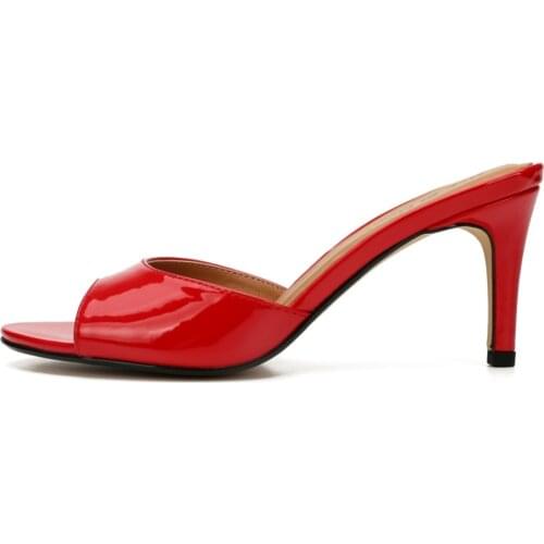 Fashion Summer Mules For Women High Quality Women Slippers 2021 PU Leather Peep Toe Flip Flops Sandals Women Shoes Large Size 45