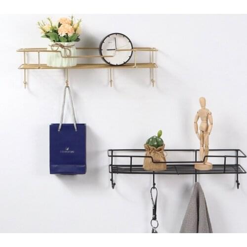 Wall Living Room Multi-function Storage Hooks Holder Shelf Organizer Rack Home Decoration Wall Hanging Iron Art Storage Rack
