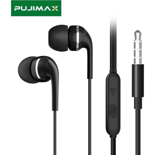 PUJIMAX In-ear Headphones 3.5mm Wired Line Control Music Bass Stereo Earbuds HiFi Noise Canceling Game Sports Earphone With Mic