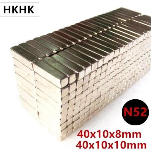10/20 pcs/lot N52 magnet 40x10x8 mm 40x10x10 mm Strong mm Square NdFeB Rare Earth Magnet 40mm x 10mm x 10mm Neodymium Magnets