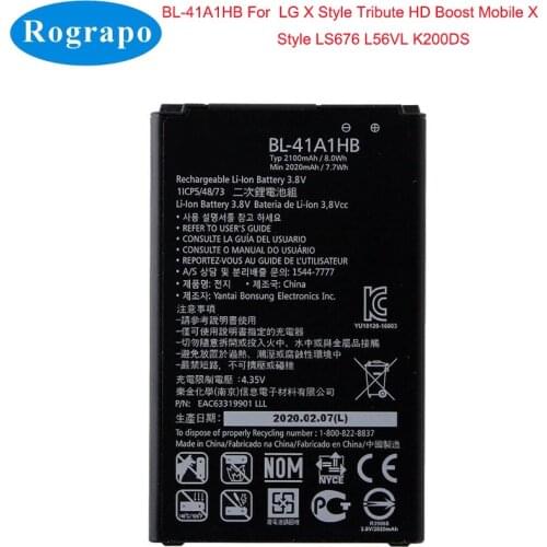 2100mAh BL-41A1HB Cell Mobile Phone Battery For LG X Style Tribute HD Boost Mobile X Style LS676 L56VL K200DS