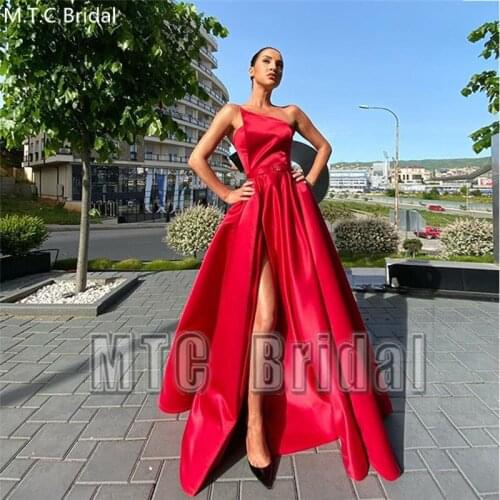 New Red Long Formal Evening Dress Strapless High Slit Sexy Wedding Party Dresses Women Plus Size Special Occasion Gown Customize