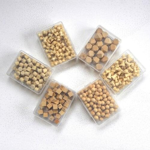Office Binding Supply Drawing Cork Board Broches Pushpin Nautral Round Wood School Pin Thumbtack Pins 1 Box DIY Craft Supplies