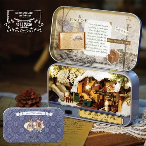 P205 Diy Cabin Box Theater Mini Art Wooden House Diy Hand-assembled Small House Creative Gift Architecture Home Mininature Gift