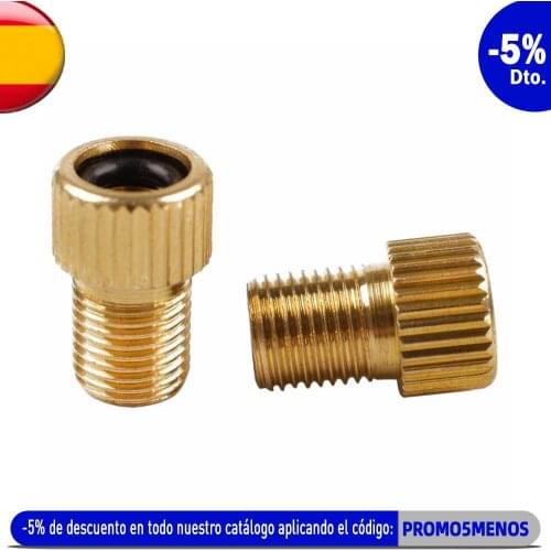 2x Presta to Schrader Valve Adapter Golden Inflate Tire Using Standard Pump or Air Compressor for Bike Tire