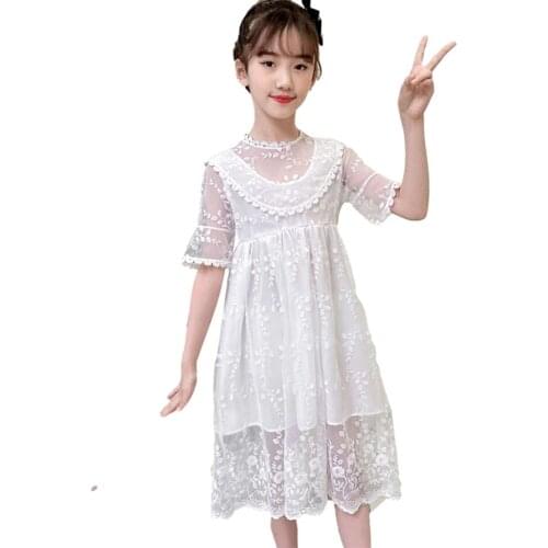 Dress For Girls Lace Girl Dress Summer Party Dress For Children Cute Style Childrens Clothing 6 8 10 12 14