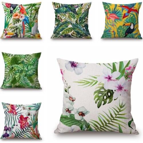 Tropical Pillow Cover Cushion Case Green Leaf of Tropical Palm Telopea monstera ceriman Home Decor Throw Pillow Covers 45x45cm