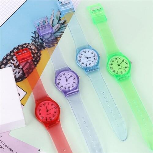 Transparent Silicone Watches Women Sport Quartz Wristwatch Fashion Casual Crystal Ladies Watch Novelty Cartoon Clock