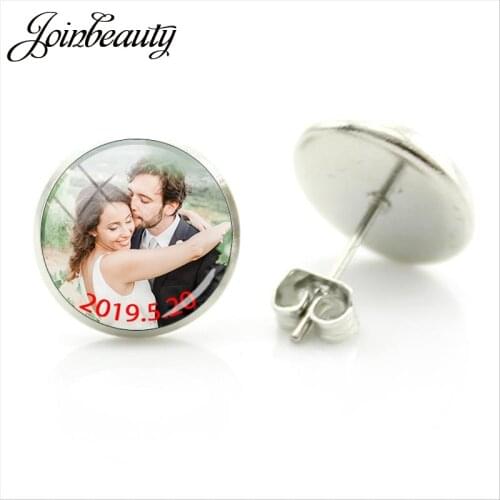JOINBEAUTY Customize Stud Earring Custom Photo Your text Name Wedding,anniversary Souvenir For Lover Gift NA01