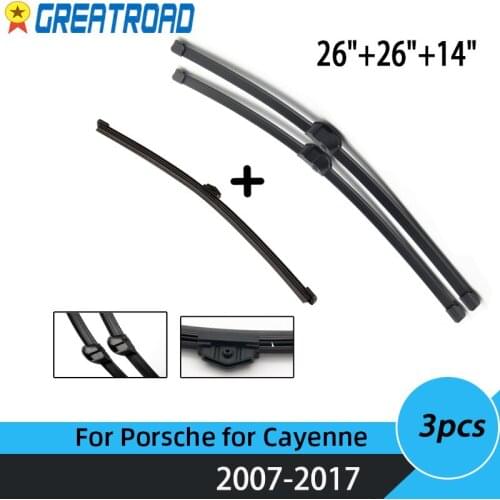 Wiper LHD RHD Front Wiper Blades For Porsche Cayenne 2010- 2017 Windshield Windscreen Front Window 26"+26"+14"