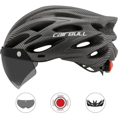 Cairbull Ultralight Cycling Helmet With Removable Visor Goggles Bike Taillight Intergrally-molded Mountain Road MTB Helmets