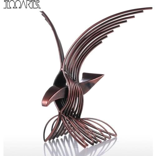 Tooarts Iron Sculpture Eagle Handmade Fortune Eagle Hawk Statue Home Office Decoration Wild Figurine Decor Collectible Gift