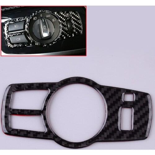 Carbon Fiber Car Headlight Switch Button Panel Trim Cover Bezel Frame Fit For BMW 5 Series F10 2011-2013 2014 2015 2016 2017