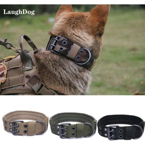 Military Tactical Adjustable Dog Training Collar For Middle Large Dogs Working Durable Outdoor Training Personalized Dog Collar