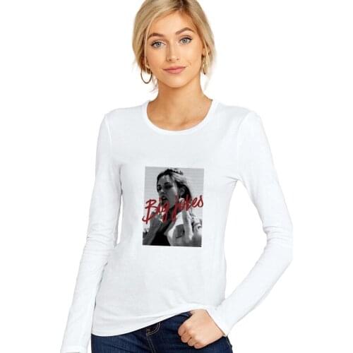 SXYTXE Women Basic Long Sleeve Crew Neck Big jokes Printed T-Shirt Casual Fitted Cotton Tops