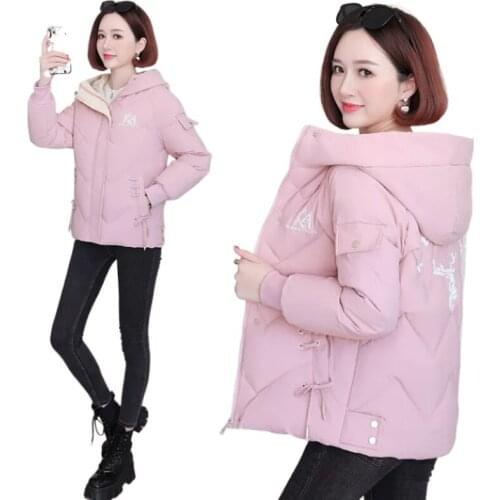 2021 Winter Parka Womens New Short Down Cotton Hooded Thick Warmcasual Student Coat