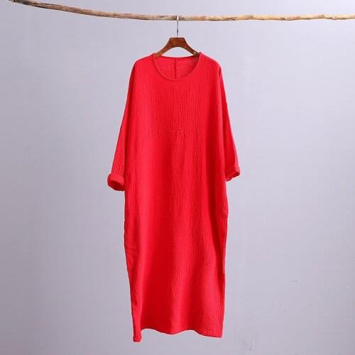 Women Plus Size Maxi Dress Casual O-Neck Long Sleeve cotton linen Party Dresses Elegant Bohemian Beach vestidos de festa