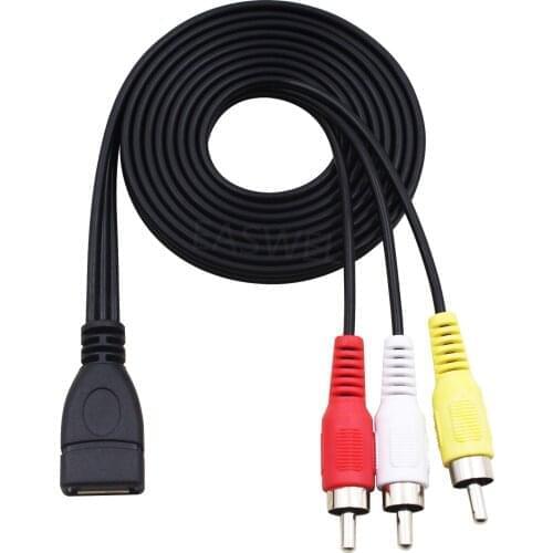 1.5m USB 2.0 Female to 3 RCA Male Video A/V Camcorder Adapter Cable Mac TV PC