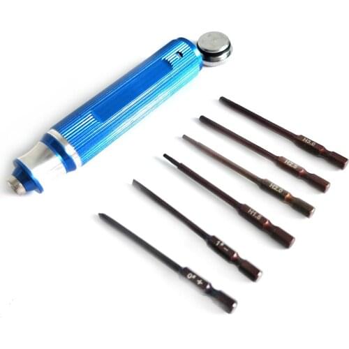 1 Set 6 In 1 Steel Multi Function RC Tool Kits Hex Flat Philip Head Screwdriver 1.5mm 2mm 2.5mm 3mm For RC Model