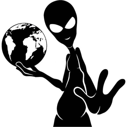 19.4cm*20cm Bardian Alien Earth Vinyl Graphic Decals Car Sticker Black/Silver S6-3377
