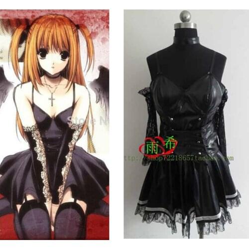 2016 Death Note Misa Amane Imitation Leather Dress Sexy Uniform Cosplay Costumes(No Sockings)