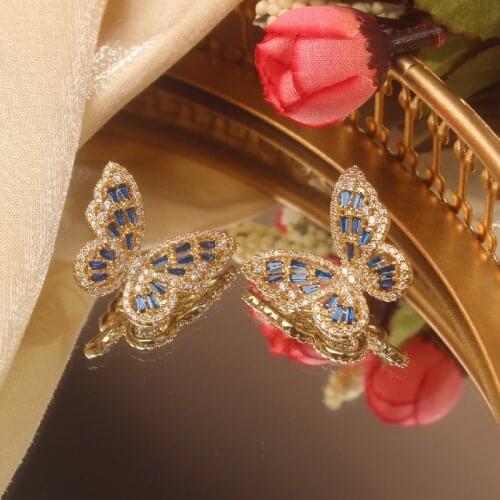 2020 Korea Hot Sale Fashion Jewelry Copper Inlaid Zircon Color Smart Butterfly Earrings Elegant Female Earrings