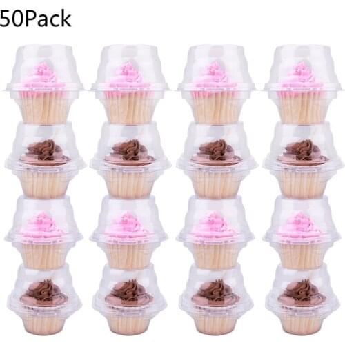 25/50pcs Mini Cupcake Case Transparent Cake Packaging Box Container for Bakery