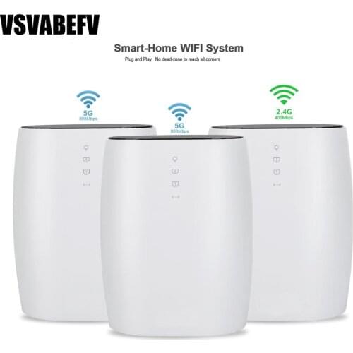 3pcs Mesh Router Whole Home coverage Mesh WiFi APP Remote Manage AC1200 2.4G/5.8GHz Wireless Wifi Router 150+ Devices distribute
