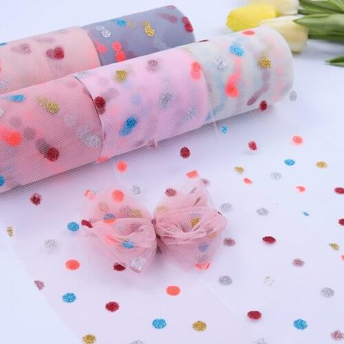 80mm 10yard Dot Rainbow Tulle Fabric Roll Valentine Mesh Ribbon DIY Tutu Headbands Clips Organza Wedding Birthday Decoration