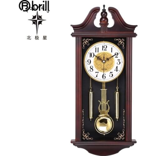 Antique Creative Chinese Wall Clock Retro Living Room Large Wall Watches Home Decor Silent Pendulum Swing Clocks Wood Quartz