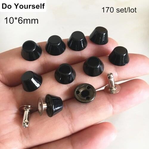 Free Shipping - 170 Sets of 10mm Black Bucket Shape Metal Rivet Spike Studs,Punk Rock Bag Belt Leathercraft DIY Accessories