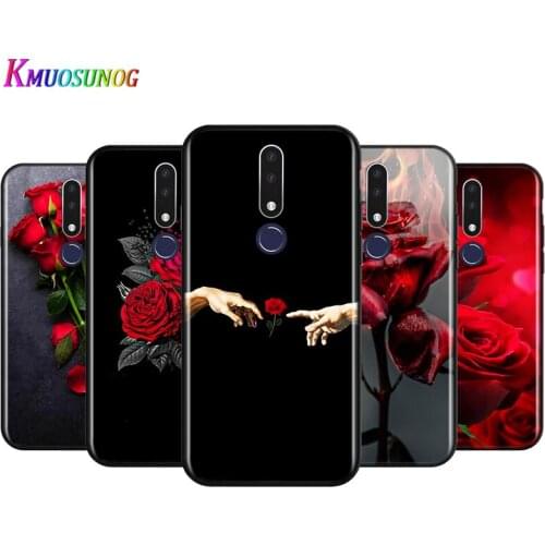Bright Black Cover Beautiful Red Roses for OPPO Reno 4 3 Pro 10X Zoom 2 Z F ACE X2 Pro 5G A5 A9 2020 Phone Case